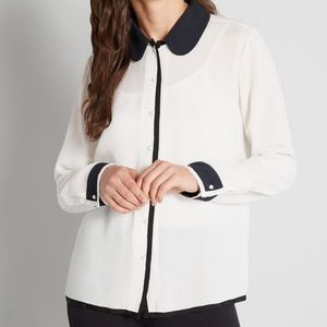 ModCloth Black White Button Down Shirt